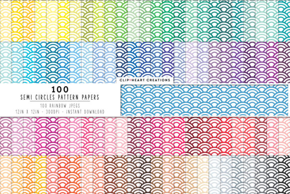 100 Semi Circle Pattern Papers: A Creative Resource for Designers and Artists