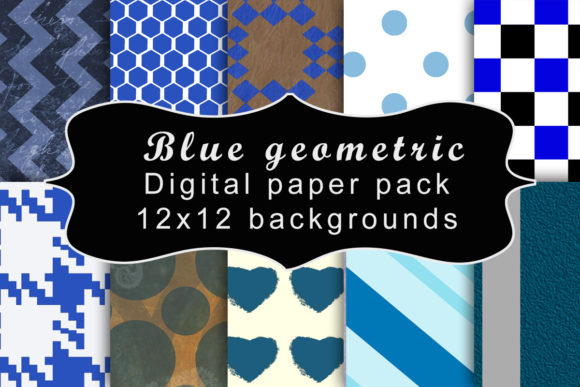 Blue Geometric Digital Paper Pack