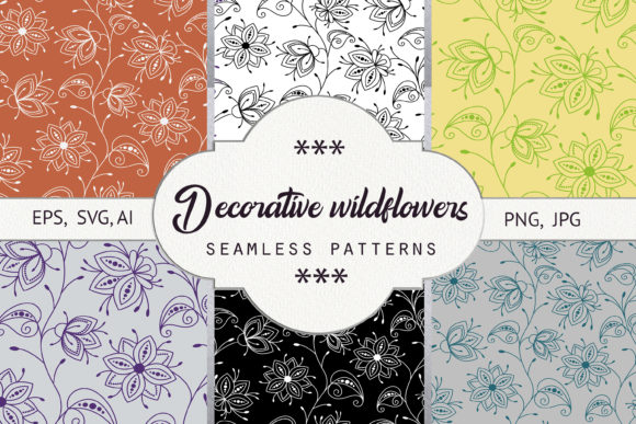 Decorative Wildflowers Seamless Pattern