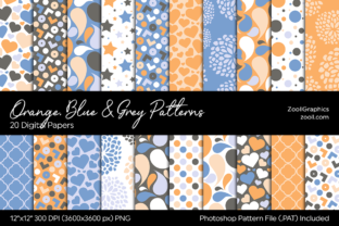 Orange, Blue and Grey Digital Papers for Creative Projects and Professional Workflows