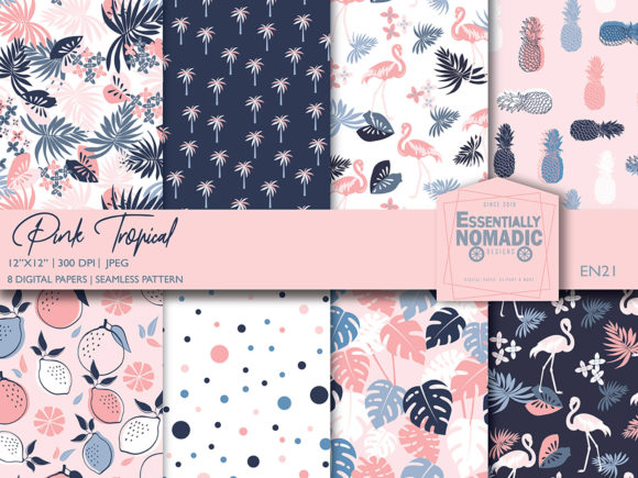 Pink Tropical Seamless Digital Print