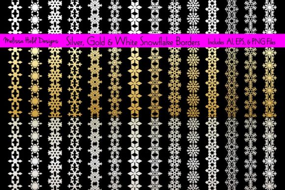 Silver Gold White Snowflake Borders: A Versatile Resource for Winter Design Projects