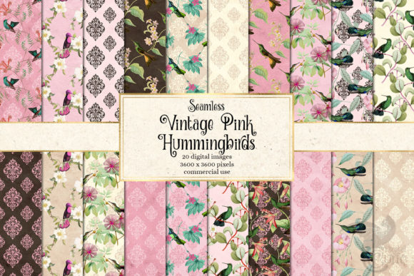 Vintage Pink Hummingbirds Digital Paper: A Timeless Design Asset for Modern Creatives